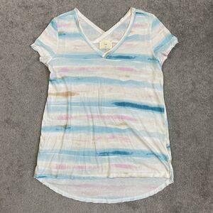 T. LA Women’s S Striped Short Sleeve Casual Stretch Knit Anthropologie Top Shirt